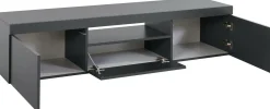 Mobili Porta Tv|Salotto > Dmora Mobile TV antracite 240x37x47h cm 2 ante - Apat Nero Antracite