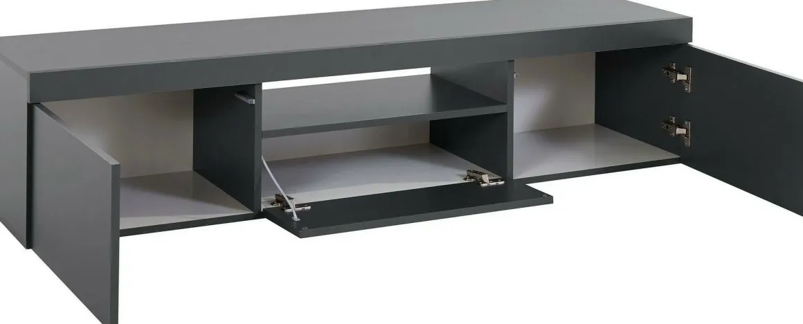 Mobili Porta Tv|Salotto > Dmora Mobile TV antracite 240x37x47h cm 2 ante - Apat Nero Antracite
