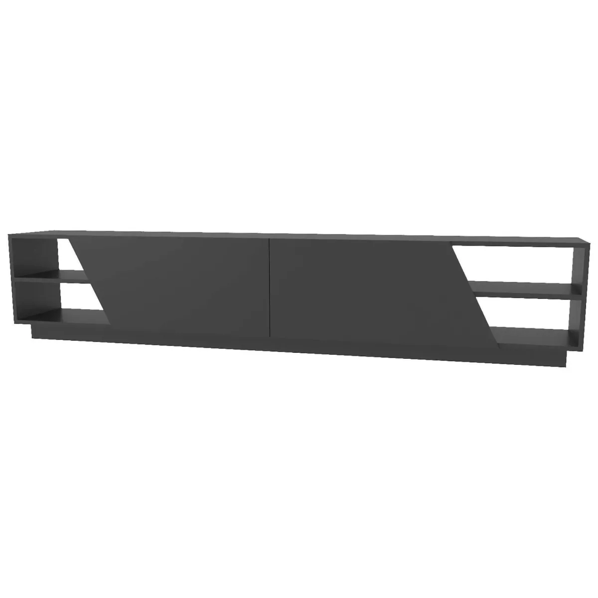 Mobili Porta Tv|Salotto > Dmora Mobile TV antracite 240x37x47h cm 2 ante - Apat Nero Antracite