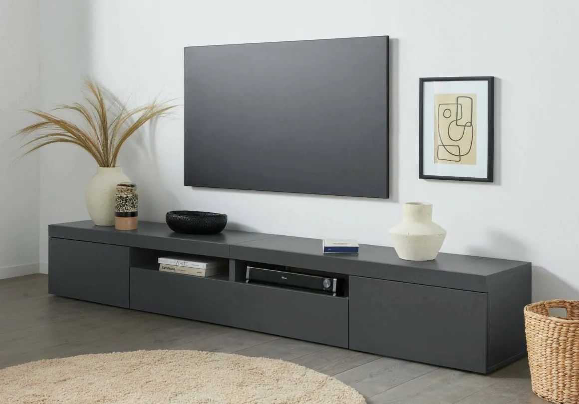 Mobile TV antracite 240x40x35h cm 3 ante - Animali