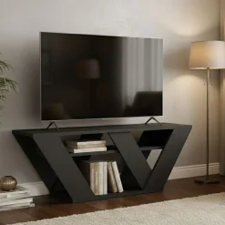 Mobili Porta Tv|Salotto > Dmora Mobile TV antracite 110x30x40h cm in legno - Amazzonite Nero Antracite