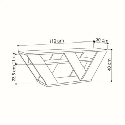 Mobili Porta Tv|Salotto > Dmora Mobile TV antracite 110x30x40h cm in legno - Amazzonite Nero Antracite