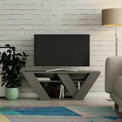 Mobili Porta Tv|Salotto > Dmora Mobile TV antracite 110x30x40h cm in legno - Amazzonite Nero Antracite