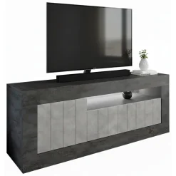 Mobili Porta Tv > Dmora Mobile TV ardesia e cemento 138x42x56h cm 3 ante - Iole Grigio Cemento, Grigio Ardesia