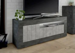 Mobili Porta Tv > Dmora Mobile TV ardesia e cemento 138x42x56h cm 3 ante - Iole Grigio Cemento, Grigio Ardesia