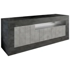 Mobili Porta Tv > Dmora Mobile TV ardesia e cemento 138x42x56h cm 3 ante - Iole Grigio Cemento, Grigio Ardesia