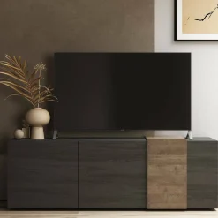 Mobile TV ardesia e noce 181x44x59h cm 3 ante - Sidr