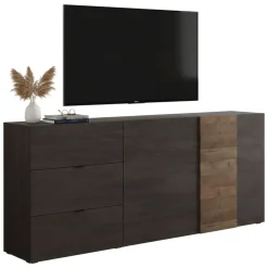 Mobile TV ardesia e noce 181x44x59h cm 3 ante - Sidr