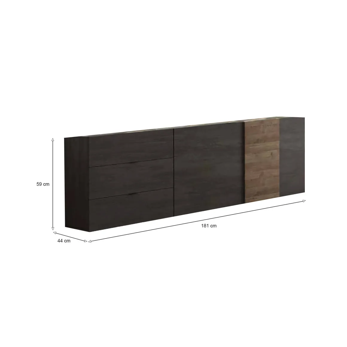 Mobile TV ardesia e noce 181x44x59h cm 3 ante - Sidr