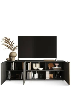 Mobile TV ardesia e noce 181x44x59h cm 3 ante - Sidr
