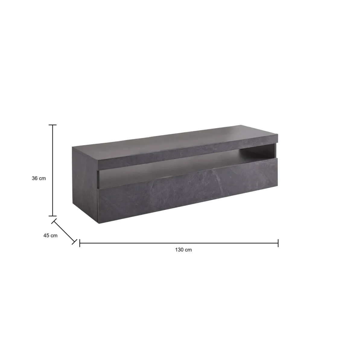 Mobile TV ardesia 130x45x36h cm in legno - Adelicia