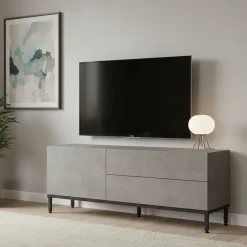 Mobili Porta Tv > Dmora Mobile TV argento e nero 120x35x46h cm 3 ante - Zephir Nero, Argento