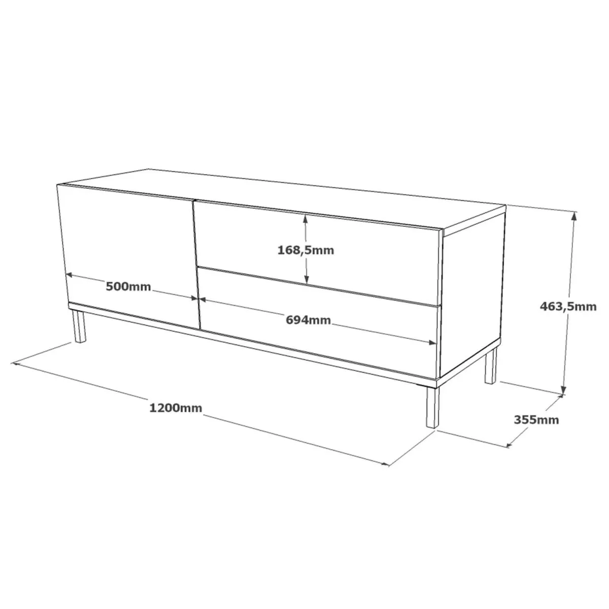 Mobili Porta Tv > Dmora Mobile TV argento e nero 120x35x46h cm 3 ante - Zephir Nero, Argento