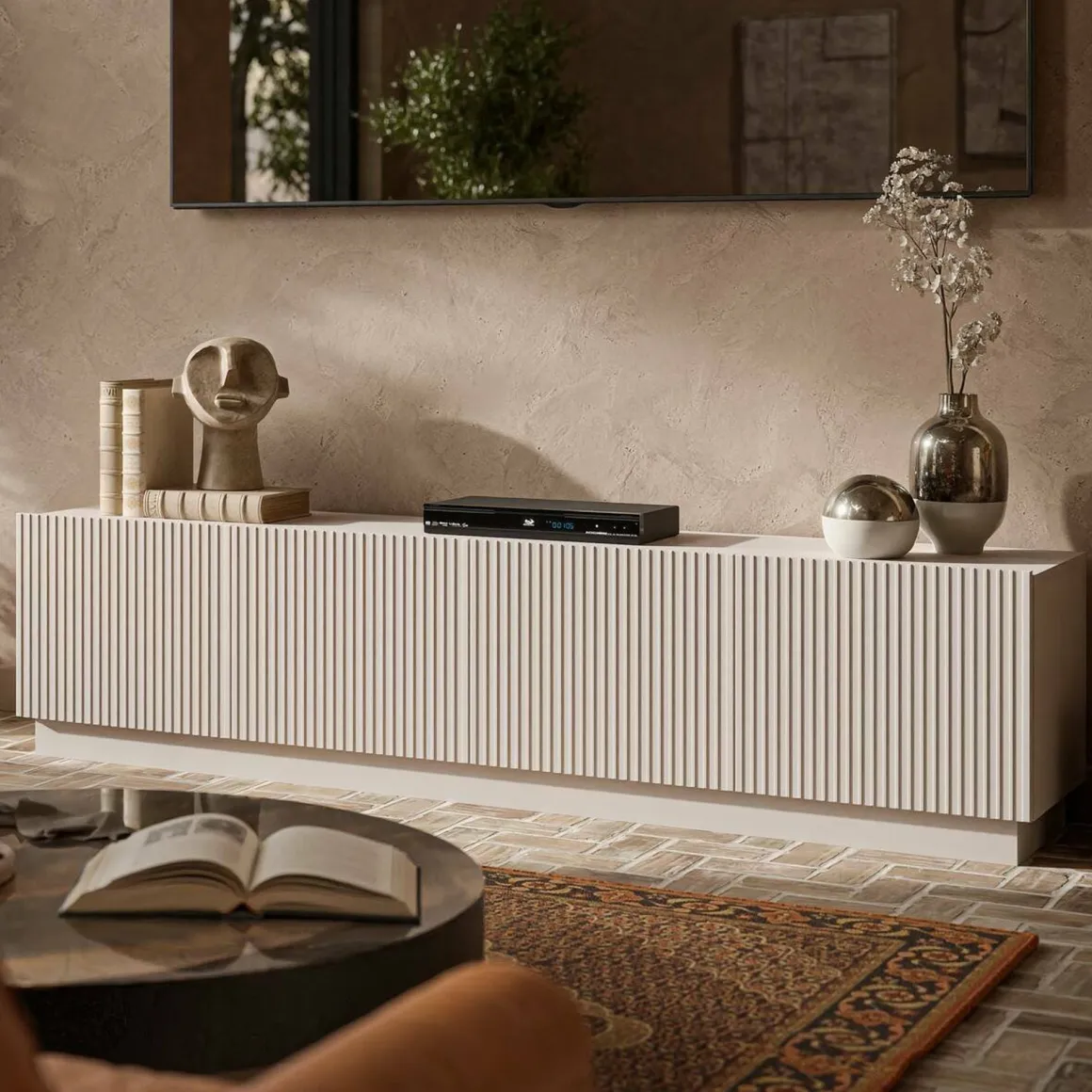 Mobile TV beige 200x40x48h cm 4 ante - Macherio