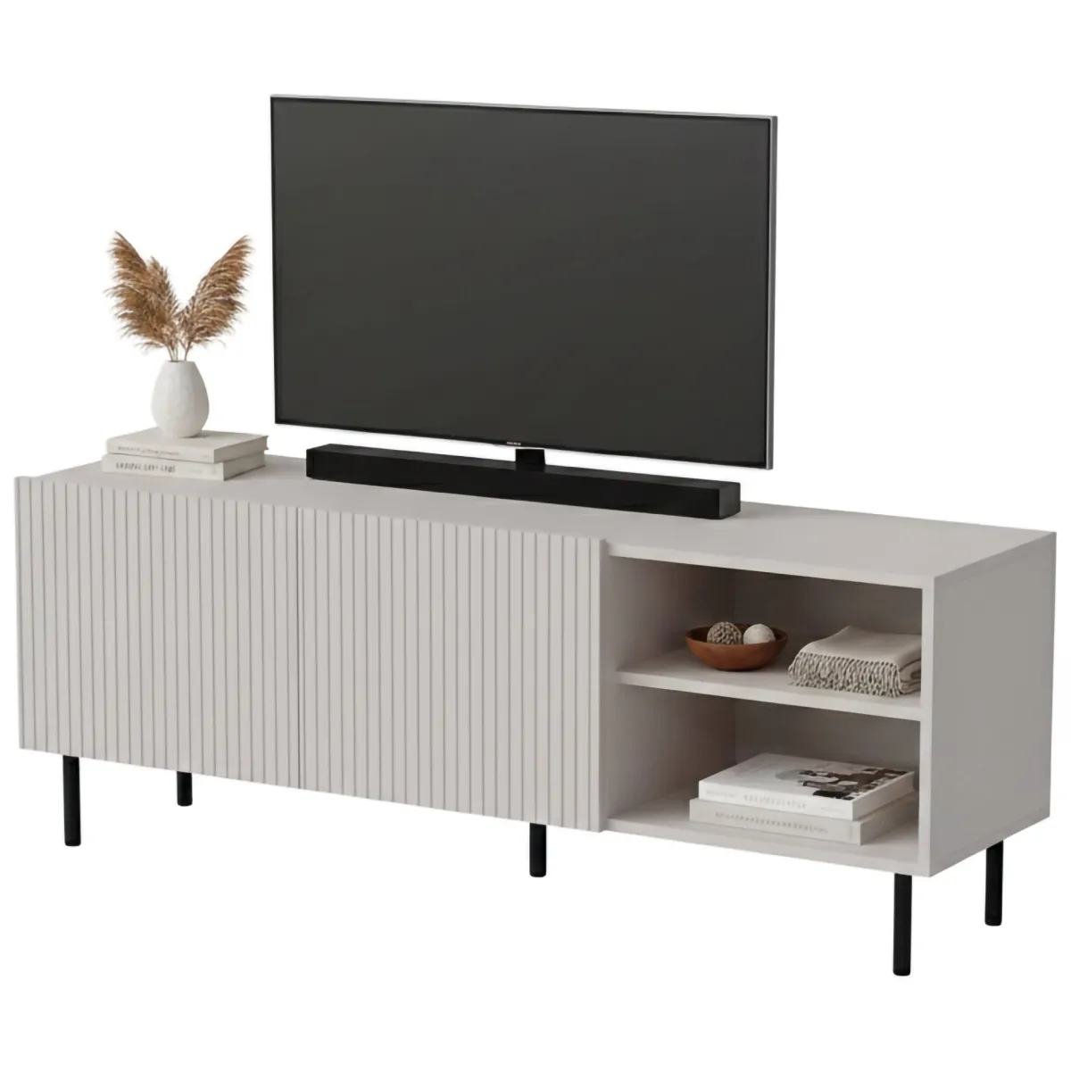Mobili Porta Tv > Dmora Mobile TV beige 150x42x52h cm 3 ante - Molini Beige Cashmere