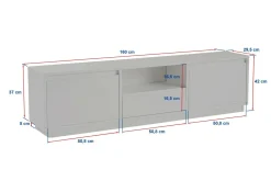 Mobile TV beige 160x29x42h cm 3 ante - Morrigan