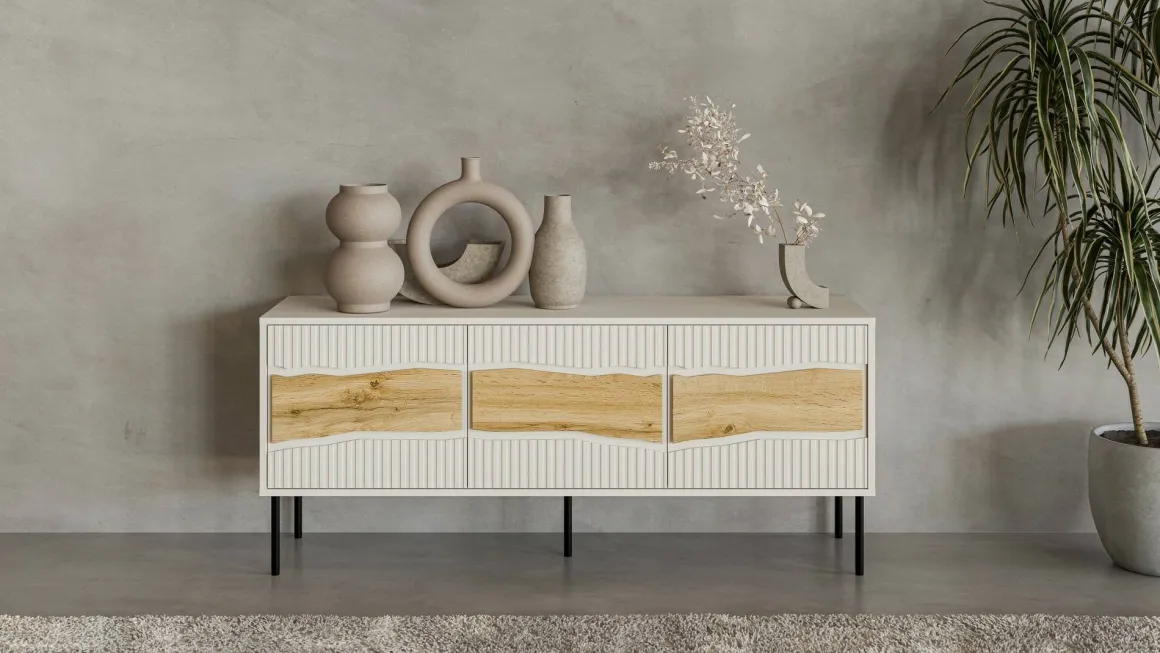Mobile TV beige 143x40x61h cm 3 ante - Novoli