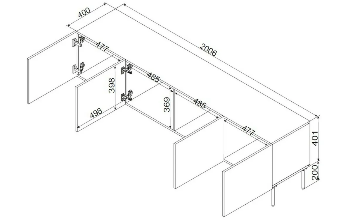Mobile TV beige 200x42x60h cm 4 ante - Sospiro