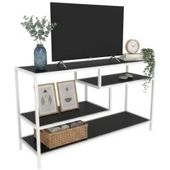 Mobile TV bianco e antracite 120x39x75h cm in legno - Ivette