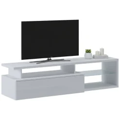 Mobile TV bianco e bianco lucido 160x38x41h cm in legno - Gisella