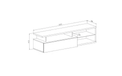 Mobile TV bianco e bianco lucido 160x38x41h cm in legno - Gisella