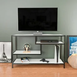 Mobile TV bianco e nero 120x39x75h cm in legno - Ivette