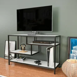 Mobile TV bianco e nero 120x39x75h cm in legno - Ivette