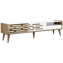 Mobile TV bianco e noce 180x45x35h cm 3 ante - Upana