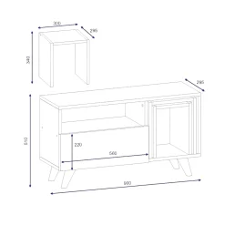 Mobile TV bianco e noce 90x29x51h cm in legno - Barrali