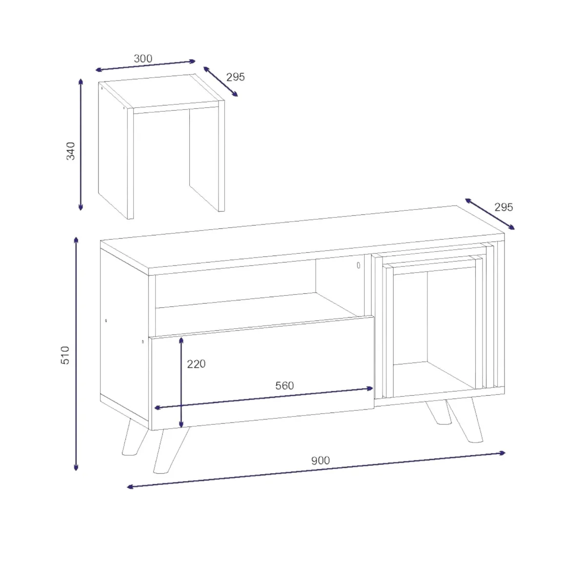 Mobile TV bianco e noce 90x29x51h cm in legno - Barrali