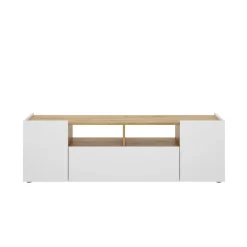 Mobile TV bianco e rovere nodi 141x34x43h cm 3 ante - Vulcano