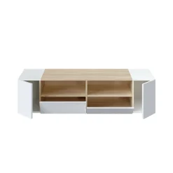 Mobili Porta Tv|Salotto > Dmora Mobile TV bianco e rovere 170x42x48h cm 2 ante e 1 cassetto - Atina Marrone, Bianco Rovere