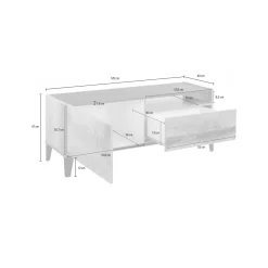 Salotto > Dmora Mobile TV bianco lucido e ardesia 120x40x47h cm in legno - Atris Grigio Ardesia, Bianco Lucido
