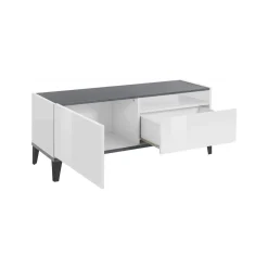 Salotto > Dmora Mobile TV bianco lucido e ardesia 120x40x47h cm in legno - Atris Grigio Ardesia, Bianco Lucido