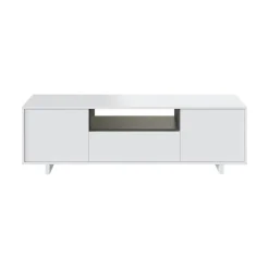 Salotto > Dmora Mobile TV bianco lucido e grigio cenere 150x41x46h cm 3 ante - Andalusia Grigio Cenere, Bianco Lucido