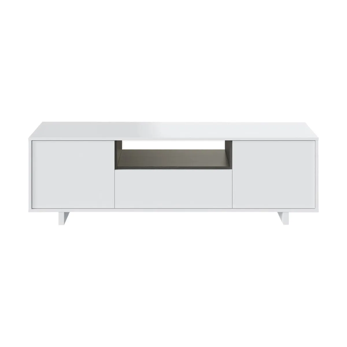 Salotto > Dmora Mobile TV bianco lucido e grigio cenere 150x41x46h cm 3 ante - Andalusia Grigio Cenere, Bianco Lucido