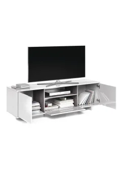 Salotto > Dmora Mobile TV bianco lucido e grigio cenere 150x41x46h cm 3 ante - Andalusia Grigio Cenere, Bianco Lucido