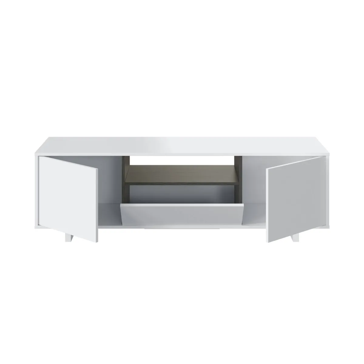 Salotto > Dmora Mobile TV bianco lucido e grigio cenere 150x41x46h cm 3 ante - Andalusia Grigio Cenere, Bianco Lucido