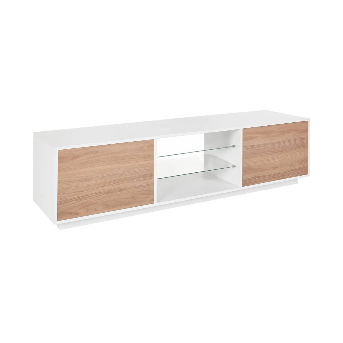 Mobile TV bianco lucido e noce 180x41x46h cm 2 ante - Lola