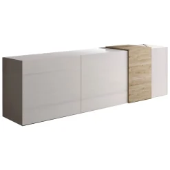 Mobile TV bianco lucido e rovere 181x44x59h cm 3 ante - Sidr