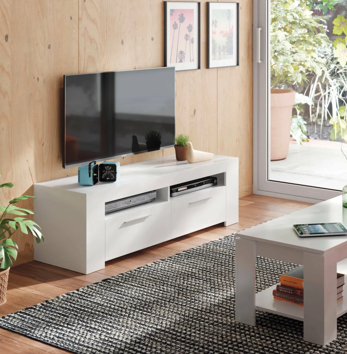 Salotto > Dmora Mobile TV 120x42x40h cm 2 ante - Sparaxis Bianco Lucido