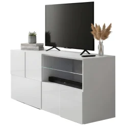 Mobile TV bianco lucido 122x43x57h cm in legno - Ward