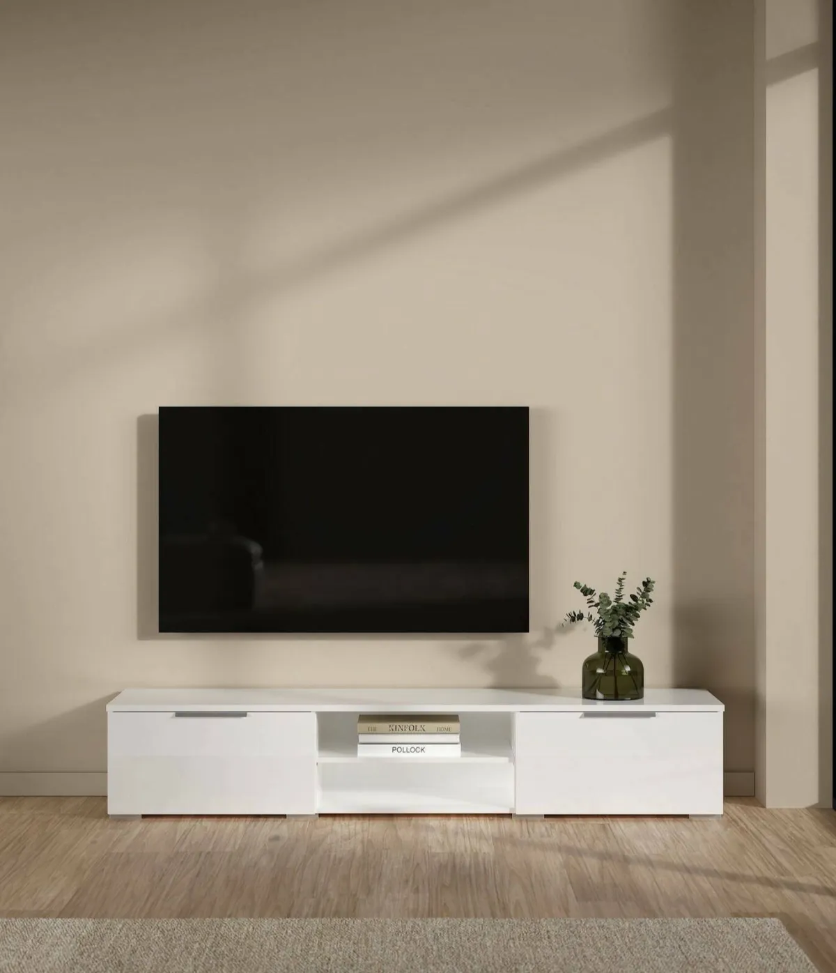 Mobili Porta Tv > Dmora Mobile TV 172x39x33h cm in legno - Ammiro Bianco Lucido
