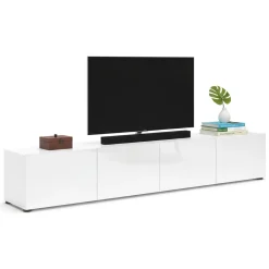 Mobile TV bianco lucido 225x38x39h cm 4 ante - Ame
