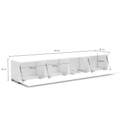 Mobile TV bianco lucido 225x38x39h cm 4 ante - Ame