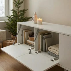 Mobile TV bianco lucido 225x38x39h cm 4 ante - Ame