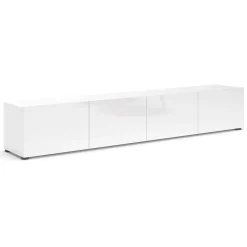Mobile TV bianco lucido 225x38x39h cm 4 ante - Ame
