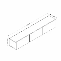 Mobili Porta Tv > Dmora Mobile TV 180x32x30h cm 3 ante - Barzago Bianco