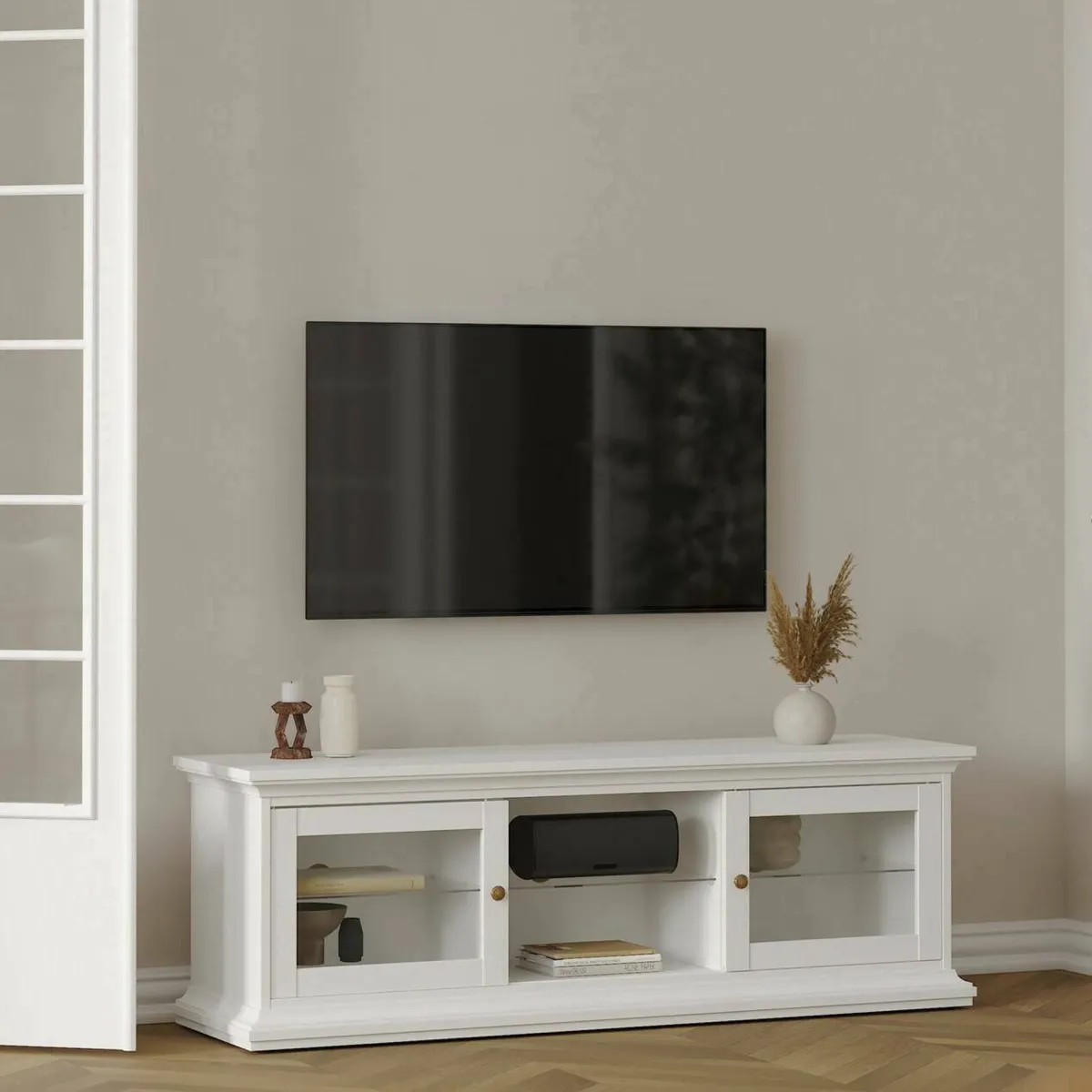Mobili Porta Tv > Dmora Mobile TV 149x41x50h cm 2 ante - Damrey Bianco