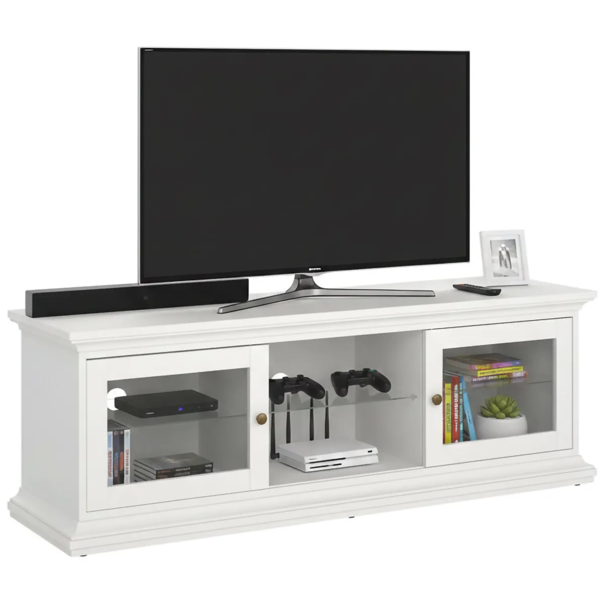Mobili Porta Tv > Dmora Mobile TV 149x41x50h cm 2 ante - Damrey Bianco